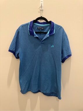 Vilebrequin XL Men's Blue Polo Shirt with Contrast Collar
